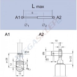 Sprężyna gazowa GS0016 Fiat Panda, Fiat Panda, Seat Marbella, Seat Panda