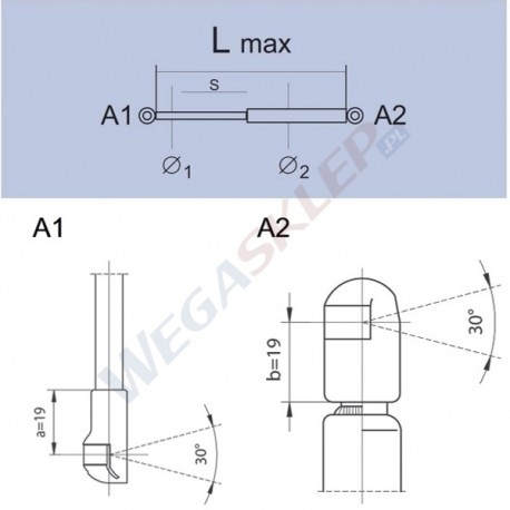 Sprężyna gazowa GS0194 Volkswagen Lupo (6X, 6E) Bez Gti, Fsi, Tdi