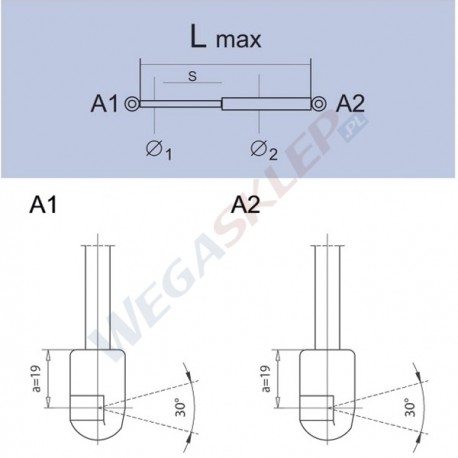 Sprężyna gazowa GS0319 Nissan Primera (P11) EQ4