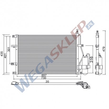 Skraplacz Magneti Marelli BCQ488 Volvo  XC70 C70 I S60 S80 V70 II