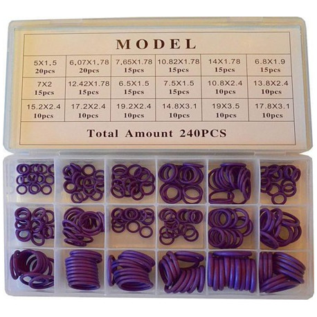 Zestaw 240 oringów fioletowych do klimatyzacji