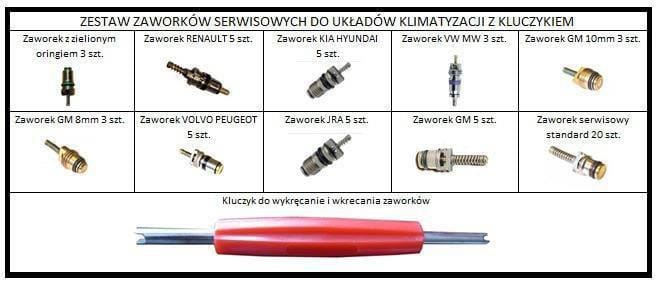 Zdjęcie miniatura produktu Zestaw zaworków do klimatyzacji z kluczem