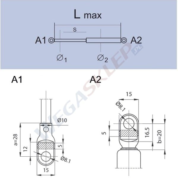 Zdjęcie miniatura produktu Sprężyna gazowa GS0009 Fiat 127L, C, Cl