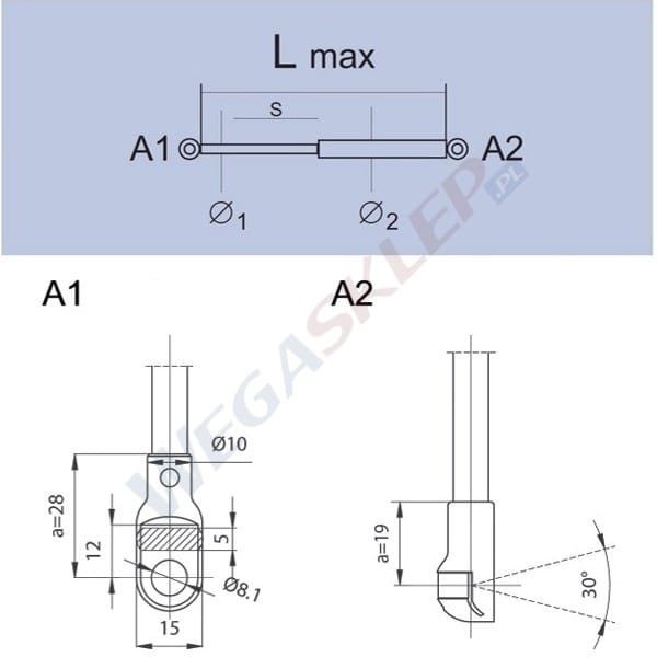 Zdjęcie miniatura produktu Sprężyna gazowa GS0617 Peugeot 505