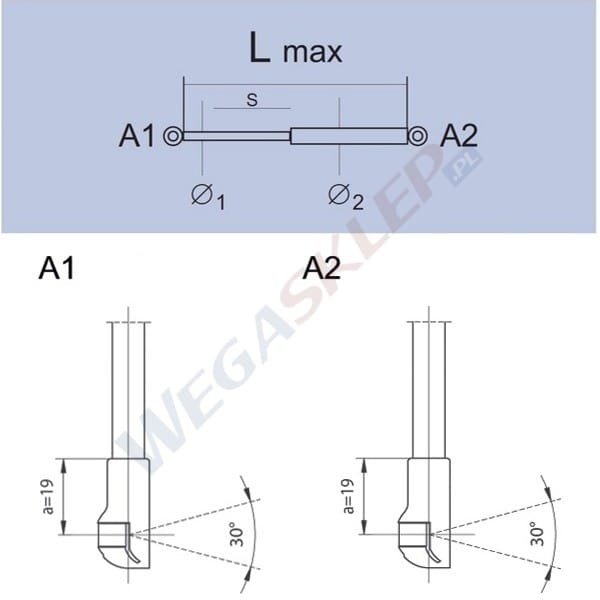 Zdjęcie miniatura produktu Sprężyna gazowa GS0636 Volvo S 60, Volvo S 80, Volvo V 70 03/00 , Volvo Xc 70