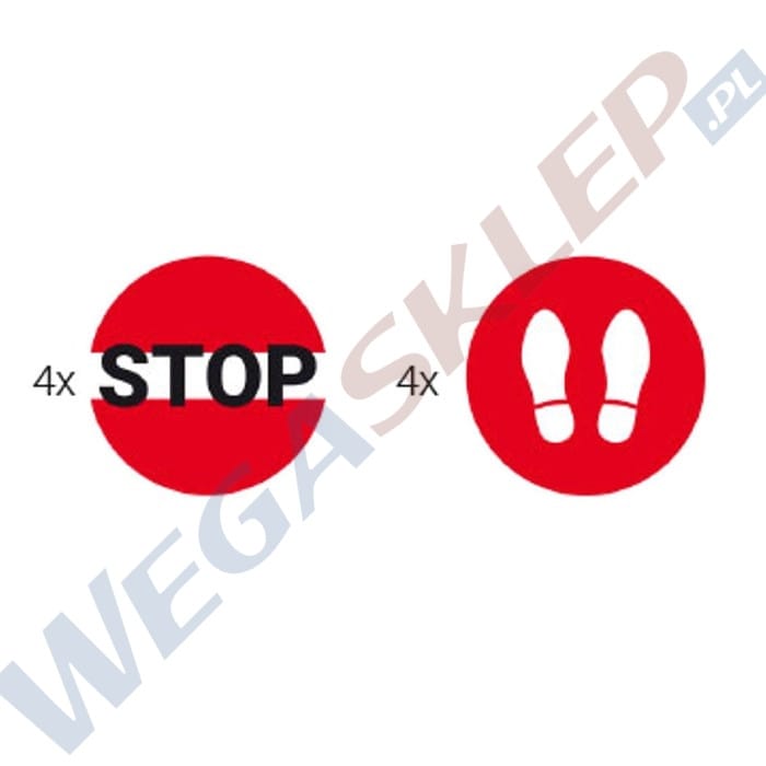 Zdjęcie miniatura produktu Naklejki na podłogę "Bezpieczna odległość" (Air2 San) 2 x 4 szt.